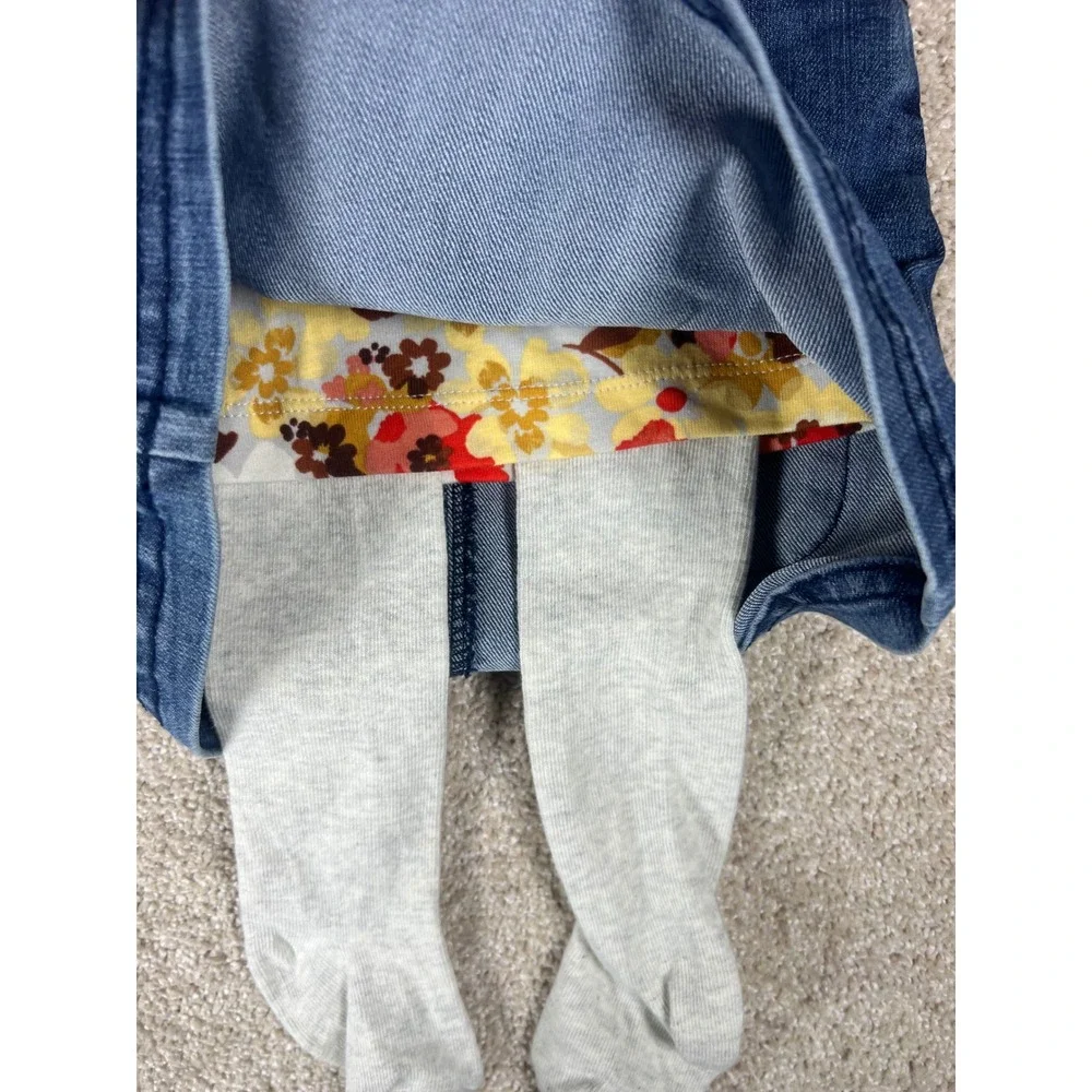 Carters Baby Girls 6M‎ 3-Piece Denim Jumper Floral Bodysuit and Tights Set NEW